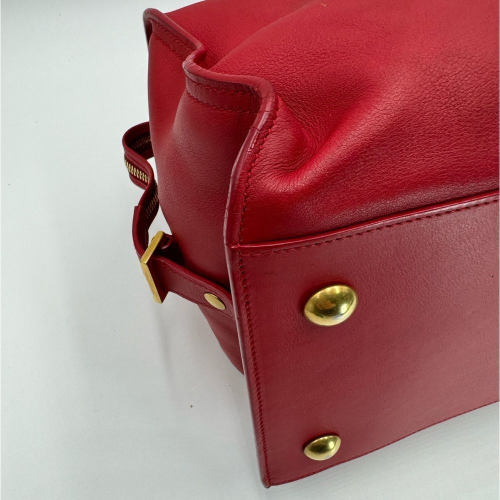 Saint Laurent Large Ligne Y Cabas Soft Red Leather Chyc Sac Tote Bag Satchel - Picture 7 of 16